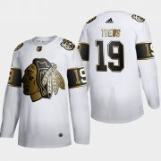 Wholesale Cheap Chicago Blackhawks #19 Jonathan Toews Men's Adidas White Golden Edition Limited Stitched NHL Jersey