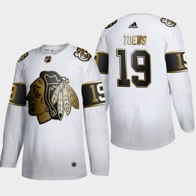 Wholesale Cheap Chicago Blackhawks #19 Jonathan Toews Men\'s Adidas White Golden Edition Limited Stitched NHL Jersey