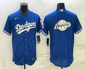 Cheap Men\'s Los Angeles Dodgers Big Logo Blue Flex Base Stitched Baseball Jersey1