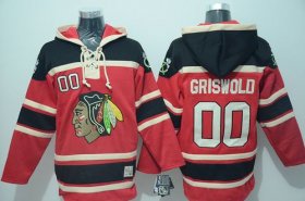 Wholesale Cheap Blackhawks #00 Clark Griswold Red Sawyer Hooded Sweatshirt Stitched NHL Jersey
