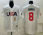 Cheap Men's USA Baseball #8 Trea Turner Number 2023 White World Baseball Classic Stitched Jerseys