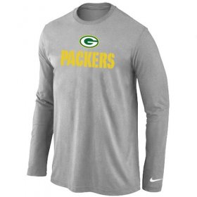 Wholesale Cheap Nike Green Bay Packers Authentic Logo Long Sleeve NFL T-Shirt Light Grey