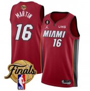 Wholesale Cheap Men's Miami Heat #16 Caleb Martin Red 2023 Finals Statement Edition With NO.6 Patch Stitched Basketball Jersey