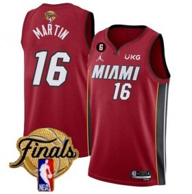 Wholesale Cheap Men\'s Miami Heat #16 Caleb Martin Red 2023 Finals Statement Edition With NO.6 Patch Stitched Basketball Jersey