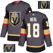 Wholesale Cheap Adidas Golden Knights #18 James Neal Grey Home Authentic Fashion Gold Stitched NHL Jersey