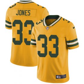 Wholesale Cheap Nike Packers #33 Aaron Jones Yellow Men\'s Stitched NFL Limited Rush Jersey