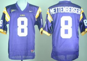 Wholesale Cheap LSU Tigers #8 Zach Mettenberger Purple Jersey