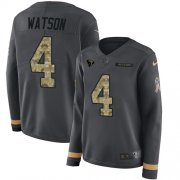 Wholesale Cheap Nike Texans #4 Deshaun Watson Anthracite Salute to Service Women's Stitched NFL Limited Therma Long Sleeve Jersey
