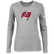 Wholesale Cheap Women's Nike Tampa Bay Buccaneers Of The City Long Sleeve Tri-Blend NFL T-Shirt Light Grey