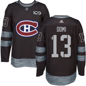 Wholesale Cheap Adidas Canadiens #13 Max Domi Black 1917-2017 100th Anniversary Stitched NHL Jersey