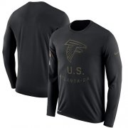Wholesale Cheap Men's Atlanta Falcons Nike Black Salute to Service Sideline Legend Performance Long Sleeve T-Shirt