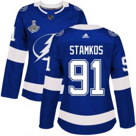 Cheap Adidas Lightning #91 Steven Stamkos Blue Home Authentic Women\'s 2020 Stanley Cup Champions Stitched NHL Jersey