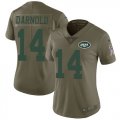 Wholesale Cheap Nike Jets #14 Sam Darnold Olive Women's Stitched NFL Limited 2017 Salute to Service Jersey