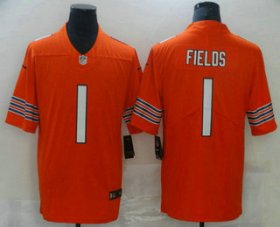 Wholesale Cheap Men\'s Chicago Bears #1 Justin Fields Orange 2021 Vapor Untouchable Stitched NFL Nike Limited Jersey