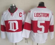 Wholesale Cheap Red Wings #5 Nicklas Lidstrom White Winter Classic CCM Throwback Stitched NHL Jersey