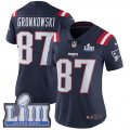 Wholesale Cheap Nike Patriots #87 Rob Gronkowski Navy Blue Super Bowl LIII Bound Women's Stitched NFL Limited Rush Jersey