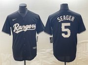 Cheap Men's Texas Rangers #5 Corey Seager Black Cool Base Stitched Baseball Jersey