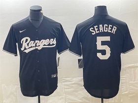 Cheap Men\'s Texas Rangers #5 Corey Seager Black Cool Base Stitched Baseball Jersey