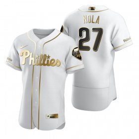 Wholesale Cheap Philadelphia Phillies #27 Aaron Nola White Nike Men\'s Authentic Golden Edition MLB Jersey