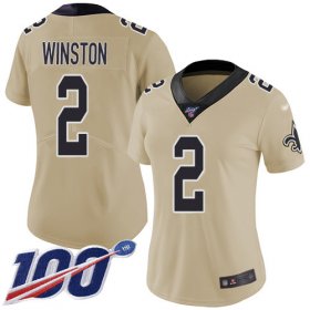 Wholesale Cheap Nike Saints #2 Jameis Winston Gold Women\'s Stitched NFL Limited Inverted Legend 100th Season Jersey