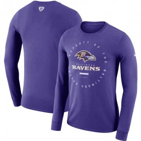 Wholesale Cheap Baltimore Ravens Nike Property Of Sideline Performance Long Sleeve T-Shirt Purple