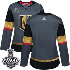 Wholesale Cheap Adidas Golden Knights Blank Grey Home Authentic 2018 Stanley Cup Final Women\'s Stitched NHL Jersey