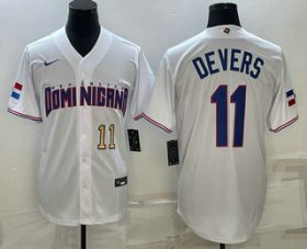 Cheap Men\'s Dominican Republic Baseball #11 Rafael Devers Number 2023 White World Baseball Classic Stitched Jerseys