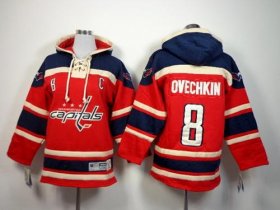 Wholesale Cheap Capitals #8 Alex Ovechkin Red Sawyer Hooded Sweatshirt Stitched Youth NHL Jersey