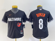 Wholesale Cheap Youth Baltimore Orioles #8 Cal Ripken Jr Black 2023 City Connect Cool Base Stitched Jersey