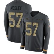 Wholesale Cheap Nike Ravens #57 C.J. Mosley Anthracite Salute to Service Youth Stitched NFL Limited Therma Long Sleeve Jersey