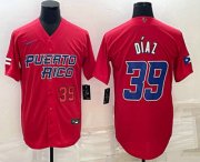 Cheap Men's Puerto Rico Baseball #39 Edwin Diaz Number 2023 Red World Baseball Classic Stitched Jersey