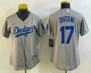 Cheap Women's Los Angeles Dodgers #17 Shohei Ohtani Grey Cool Base Stitched Jersey