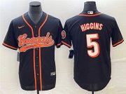 Wholesale Cheap Men's Cincinnati Bengals #5 Tee Higgins Black With Patch Cool Base Stitched Baseball Jersey