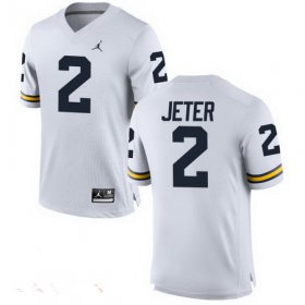Wholesale Cheap Men\'s Michigan Wolverines #2 Derek Jeter White Stitched College Football Brand Jordan NCAA Jersey