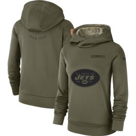 Wholesale Cheap Women\'s New York Jets Nike Olive Salute to Service Sideline Therma Performance Pullover Hoodie