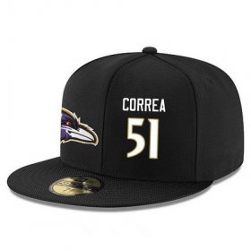 Wholesale Cheap Baltimore Ravens #51 Kamalei Correa Snapback Cap NFL Player Black with White Number Stitched Hat
