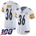 Wholesale Cheap Nike Steelers #36 Jerome Bettis White Women's Stitched NFL 100th Season Vapor Limited Jersey