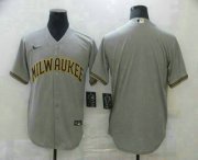 Wholesale Cheap Men's Milwaukee Brewers Blank Gray Stitched MLB Cool Base Nike Jersey