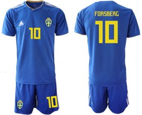 Wholesale Cheap Sweden #10 Forsberg Away Soccer Country Jersey