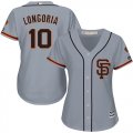 Wholesale Cheap Giants #10 Evan Longoria Grey Road 2 Women's Stitched MLB Jersey