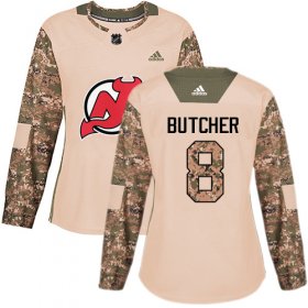 Wholesale Cheap Adidas Devils #8 Will Butcher Camo Authentic 2017 Veterans Day Women\'s Stitched NHL Jersey