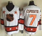 Wholesale Cheap Bruins #7 Phil Esposito White/Orange All Star CCM Throwback Stitched NHL Jersey