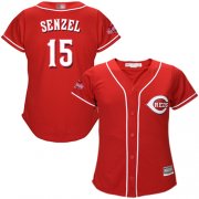 Wholesale Cheap Reds #15 Nick Senzel Red Alternate Women's Stitched MLB Jersey
