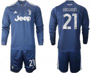 Wholesale Cheap Men 2020-2021 club Juventus away long sleeves 21 blue Soccer Jerseys