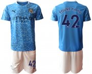Wholesale Cheap Men 2020-2021 club Manchester City home 42 blue Soccer Jerseys