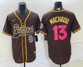 Wholesale Cheap Men\'s San Diego Padres #13 Manny Machado Brown NEW 2023 City Connect Cool Base Stitched Jersey 1