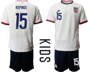Wholesale Cheap Youth 2020-2021 Season National team United States home white 15 Soccer Jersey