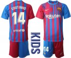 Wholesale Cheap Youth 2021-2022 Club Barcelona home red 14 Nike Soccer Jerseys1
