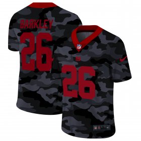 Cheap New York Giants #26 Saquon Barkley Men\'s Nike 2020 Black CAMO Red Vapor Untouchable Limited Stitched NFL Jersey
