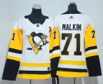 Wholesale Cheap Adidas Penguins #71 Evgeni Malkin White Road Authentic Women's Stitched NHL Jersey
